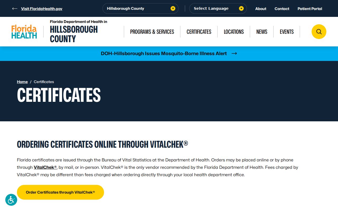 Temple Terrace residents directory Hillsborough vital records access