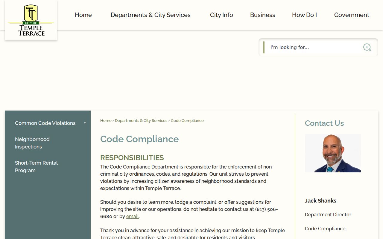 Temple Terrace Code Compliance source for address-based records