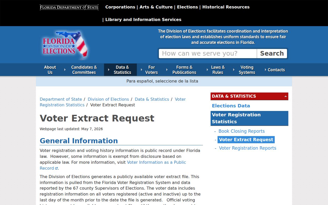 Florida voter extract request for ZIP analysis