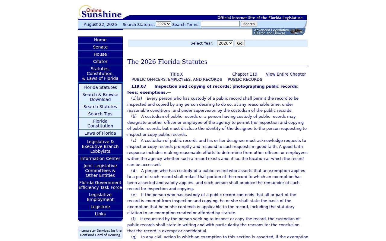 Florida public records law for ZIP code research
